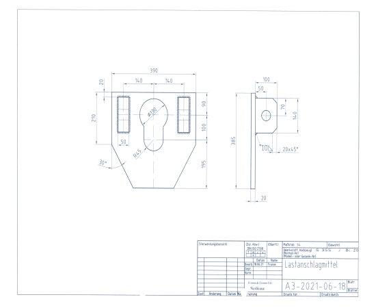 Konstruktion eines Lastaufnahmemittels zur Versetzung von großen Behältern